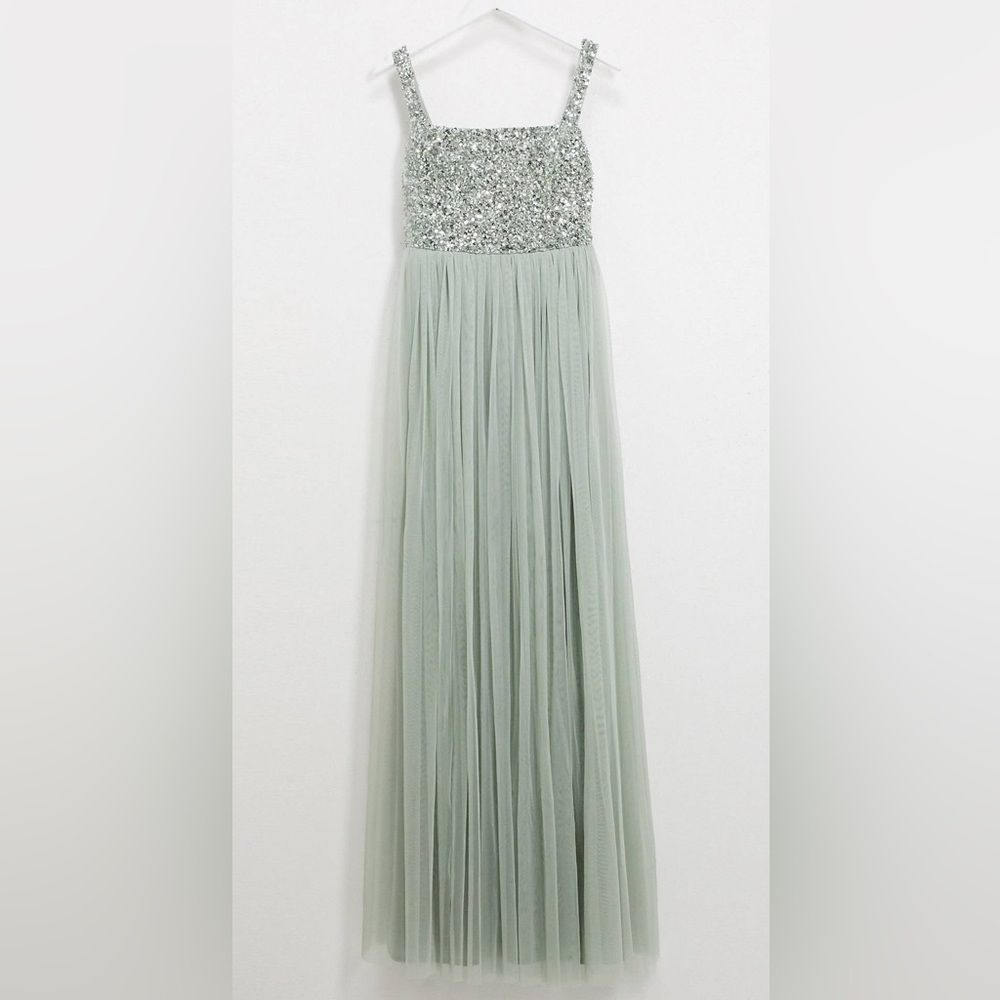 NWT - Maya Bridesmaid Sleeveless Square Neck - Sage Green (green lily) Sz 12